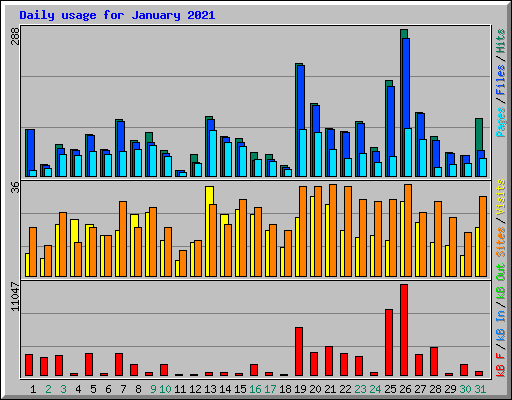 Daily usage for January 2021