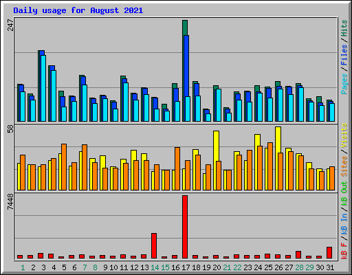 Daily usage for August 2021