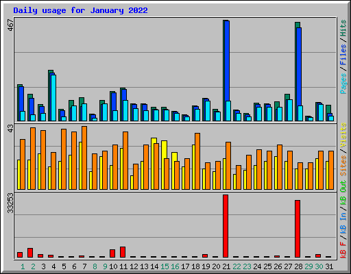 Daily usage for January 2022